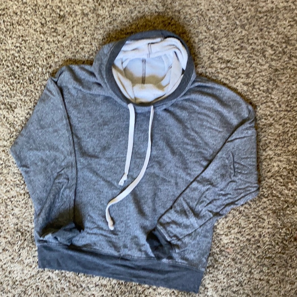 Grey flywheel sports cowl neck athleisure sweater